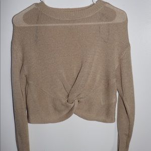 See-through cropped-knotted sweatshirt